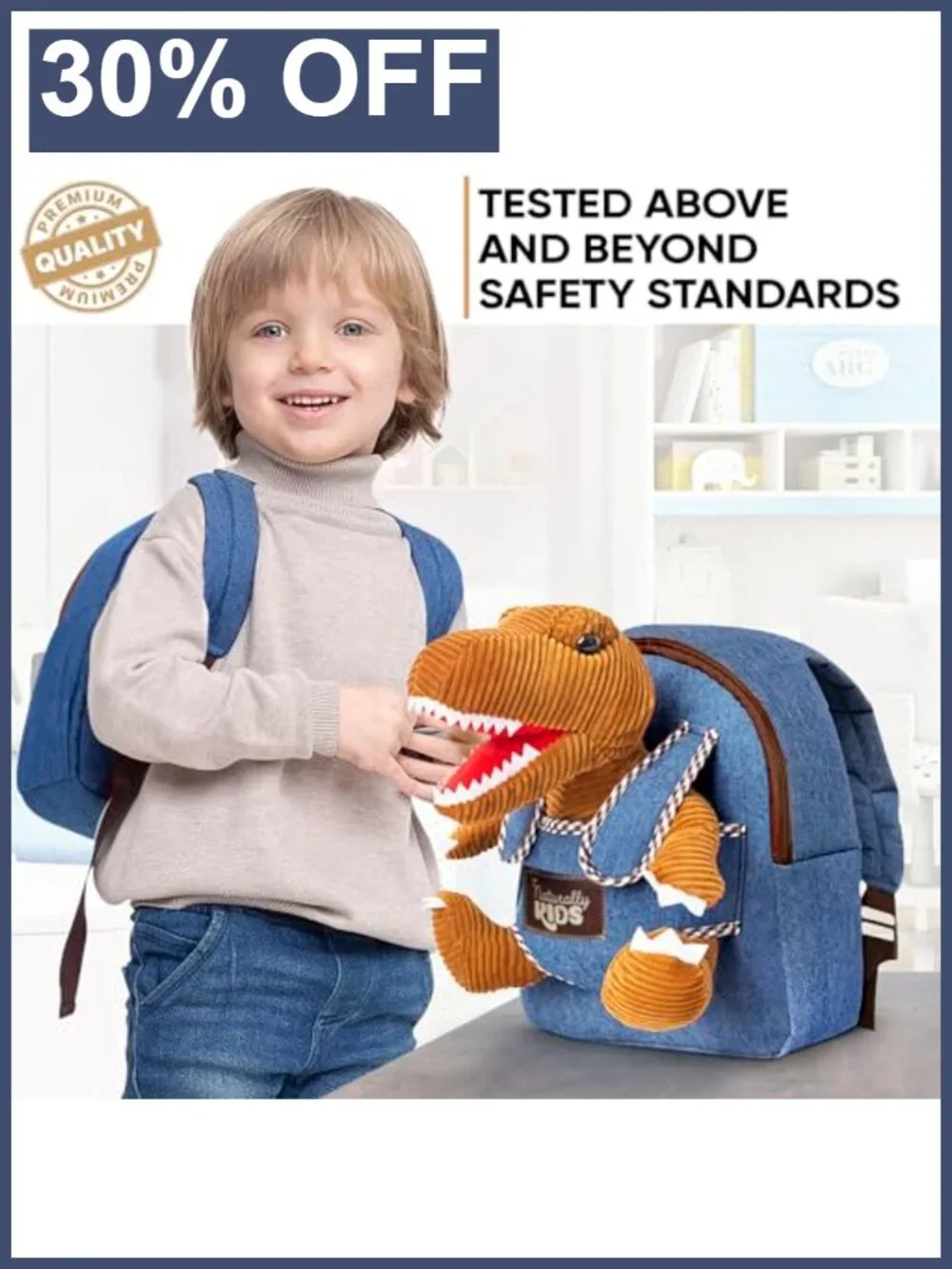 Kids Toddler Backpack with Removable Plush T-Rex Dinosaur Toy, Machine
